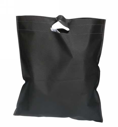 [1110259] Draagtas Dongo Nonwoven Uitgesneden Handvat Zwart 38.5x45cm 200stuks