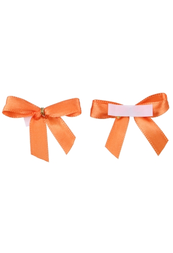 [K1420042] Luxe Strikje Satijn Oranje & Plakker 4x3.5cm 250stuks lint 1.0cm