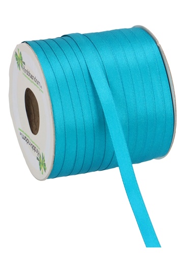[K1300163] Satijn Dubbel Lint 6mm x 100 meter Aqua Blauw