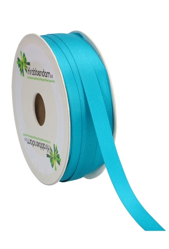 [K1300164] Satijn Dubbel Lint 12mm x 100 meter Aqua Blauw