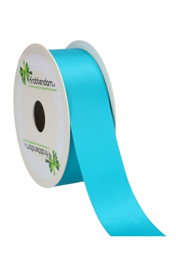 [K1300166] Satijn Dubbel Lint 40mm x 25 meter Aqua Blauw