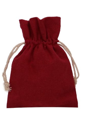 [K1070302] Kadozakjes Katoen Recycled Rood Met Koord Medium 12x17cm 10stuks