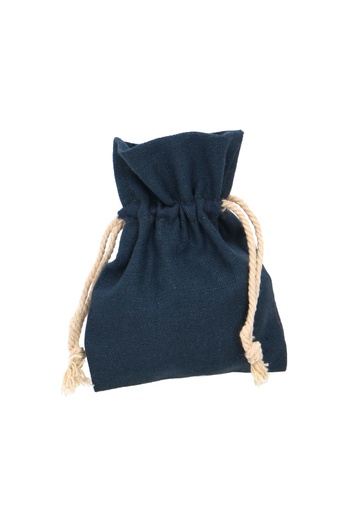 [K1070304] Kadozakjes Katoen Recycled Donker Blauw Met Koord Klein 9x12cm 10stuks