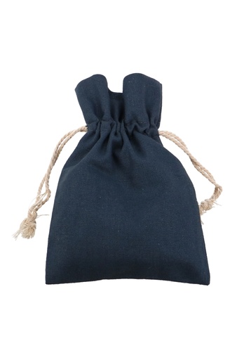 [K1070305] Kadozakjes Katoen Recycled Donker Blauw Met Koord Medium 12x17cm 10st