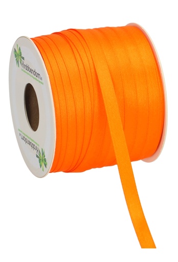 [K1300167] Satijn Dubbel Lint 6mm x 100 meter Oranje