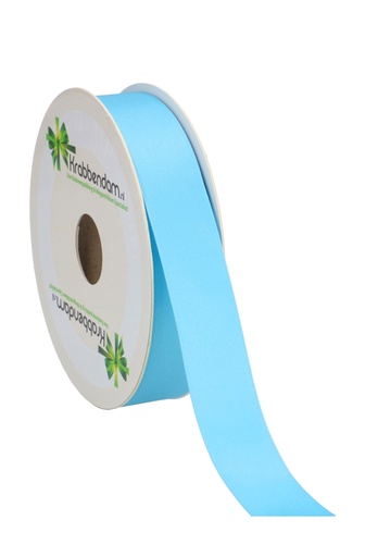 [K1300165] Satijn Dubbel Lint 25mm x 50 meter Middel Blauw