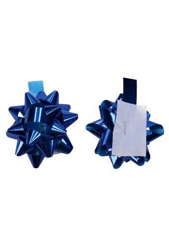 [K1340211] Mini Bows Strik Rond 45mm Metallic Blauw Met Plakker 100stuks