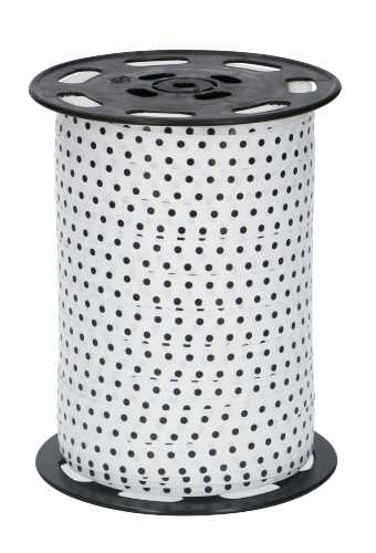 [K1010230] Krullint Dots Wit & Zwart 10mm x 225 meter