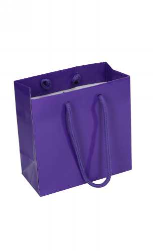 [K1110300] Kadotasjes Rome Uni Paars Glanzend Met Koord 16x8x16cm 10stuks