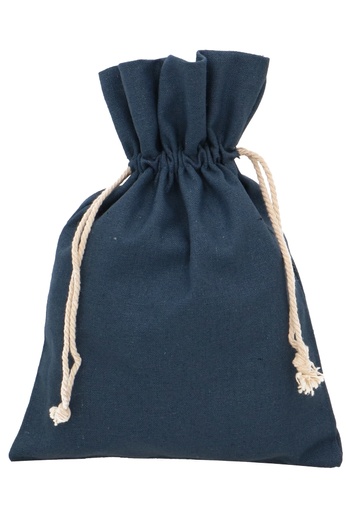 [K1070306] Kadozakjes Katoen Recycled Donker Blauw Met Koord Groot 17x24cm 10stuk