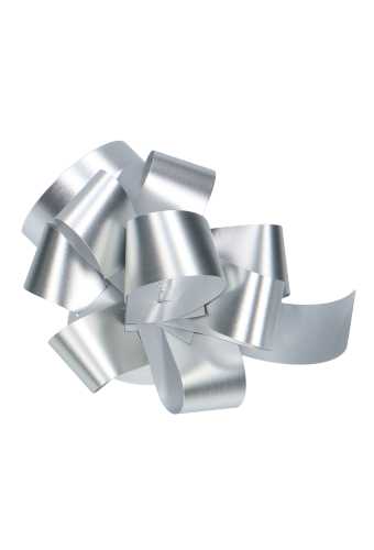 [K1370024] Strikje Malia R85mm Metallic Mat Zilver Met lint 50stuks