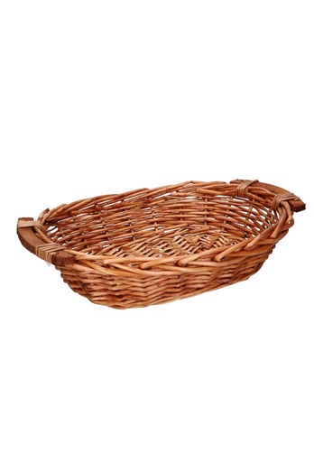 [1190164] Rietenmanden Fruitmand ovaal met houten handvaten 34x28x8.5cm 10stuks