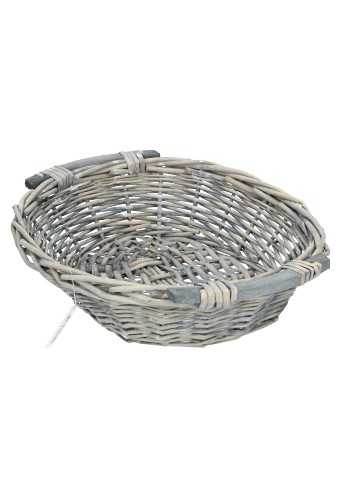 [1190166] Rietenmanden Fruitmand ovaal & houten handvatten 34x28x8.5cm 10stuks