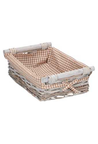 [1190223] Rietenmanden grijs met stokgreep bruin geblokt gevoerd 30x20x8cm 10st