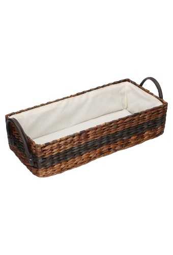 [1190277] Rietenmanden Rechthoekig donker m.voering 2 leren handv. 40x19x10 8st