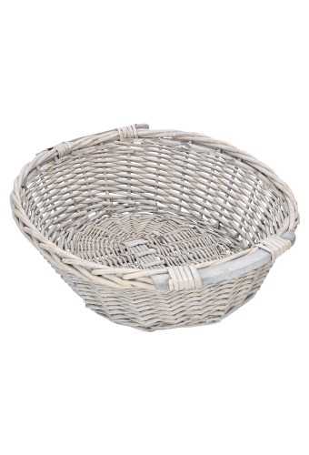 [1190322] Rietenmanden Schaal ovaal met houten handvatten grey 48x35x12cm 6stuks