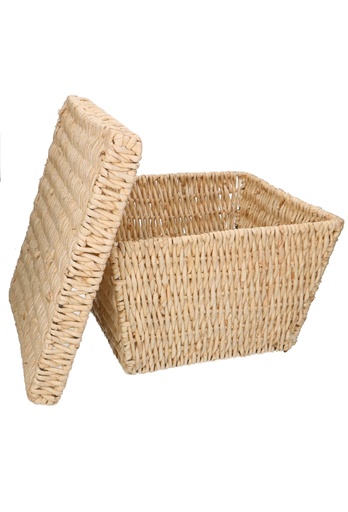 [1190437] Rietenmanden Bewaarmand met deksel taps 40x40x25cm 4stuks