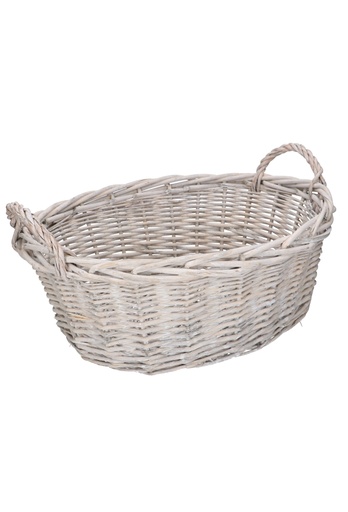 [1190470] Rietenmanden Mand ovaal met oren stonewash groot 50x40x18+26cm 4stuks