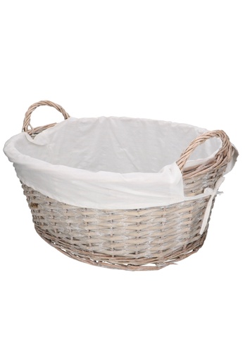 [1190519] Rietenmanden ovaal grey wilg gevoerd 54x42x22cm 4stuks