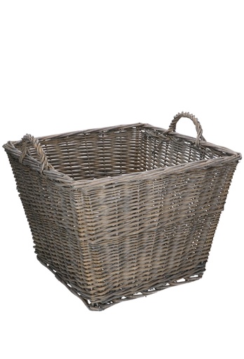 [1190576] Rietenmanden vierkant met oren stonewash 48x48x36cm 2stuks