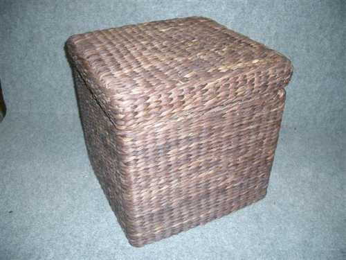 [1190631] Rietenmanden Tabouret donker met los deksel 33x33x32cm 2stuks