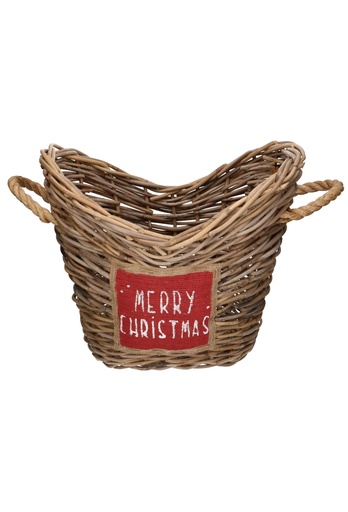 [1190688] Rietenmanden ovaal grey rotan merry xmas 50x40x44cm 2stuks