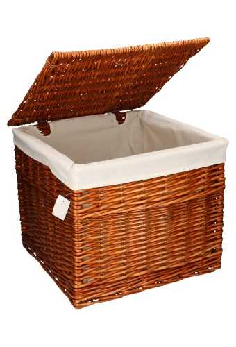 [1190706] Rietenmanden buff gevoerd met deksel en handgrepen 40x40x35cm 2stuks