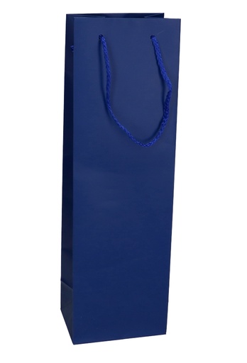 [K1110105] Wijntasjes Latina 1 Fles Donker Blauw Met Koord 12x9x39cm 12stuks