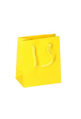 [K1110211] Kadotasjes Latina Mat Geel Met Koord 10x6.5x12cm 12stuks