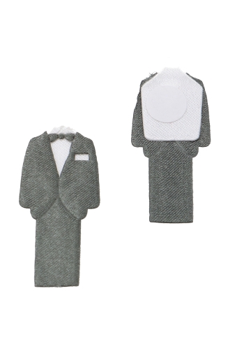 [K1340042-GRIJS] OPRUIMING Decoplakkers Grijs Trouwpak Met Plakker 100stuks.