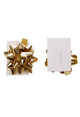 [K1370030] Mini Bows Strik Rond 35mm Metallic Goud Met Plakker 100stuks