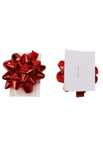 [K1370032] Mini Bows Strik Rond 35mm Metallic Rood Met Plakker 100stuks