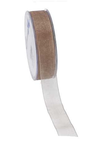 [K1320144] Organza Lint Taupe 25mm x 50 meter.