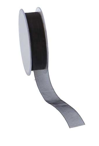 [K1320145] Organza Lint Zwart 25mm x 50 meter.