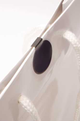 [K1210043] Tassensluiter Etiket Zwart 2x Rondje 27mm x 6.1cm 500stuks