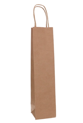 [K1170445] Wijntasjes 1 Fles Bruin Mat Met Gedraaid Koord 9x9x38cm 10stuks