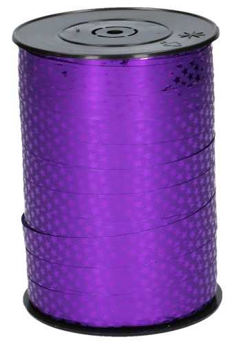 [K1010158] Kerst Krullint Metallic Paars Sterren 10mm x 225meter