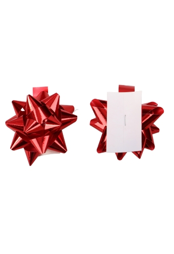 [K1370039] Strikje Bows R65mm 14mm Lint Metallic Rood Met Plakker 100stuks