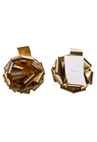 [K1370026] Strikje Fiocchi R70mm Lint 19mm Metallic Goud Met Plakker 40stuks