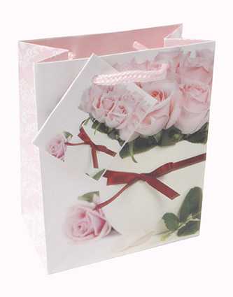 [K1110337] Kadotasjes Bloem Klein Potje Met Roosjes 11x6.5x14.5cm 12stuks