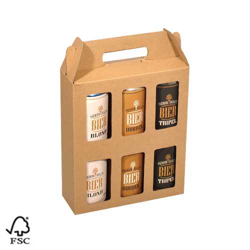 [1180107] Bierverpakking Kraft Voor 6x 33cl Blikjes FSC® 50stuks