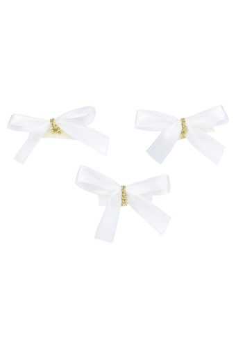 [K1420084] Luxe Strikje Satijn Wit & Plakker 4x3.5cm 250stuks lint 1.0cm