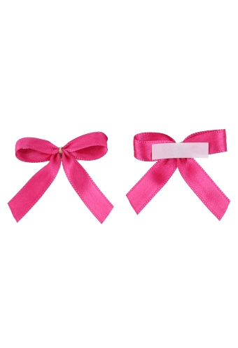 [K1420086] Luxe Strikje Satijn Fuchsia & Plakker 4x3.5cm 250stuks lint 1.5cm
