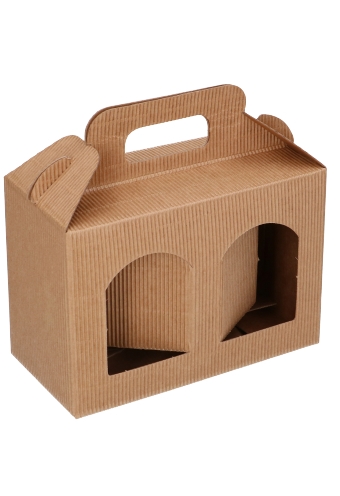 [K1270792] Geschenkdoos Flesjes 2 Dozza Rib Naturel 17x8x12cm 10stuks