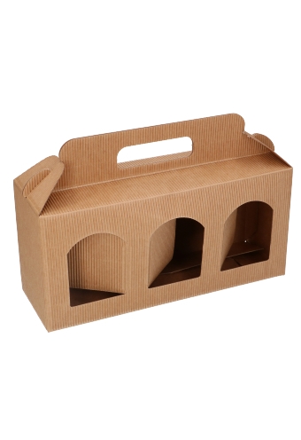 [K1270791] Geschenkdoos Flesjes 3 Dozza Rib Naturel 25x8x12cm 10stuks