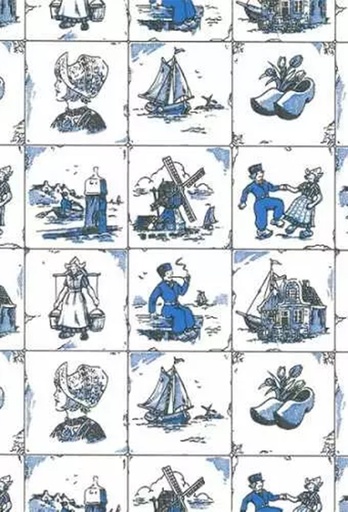 [1310072-70] Cadeaupapier Kraft Wit Delfts Blauw 70gr 70cm x 200meter