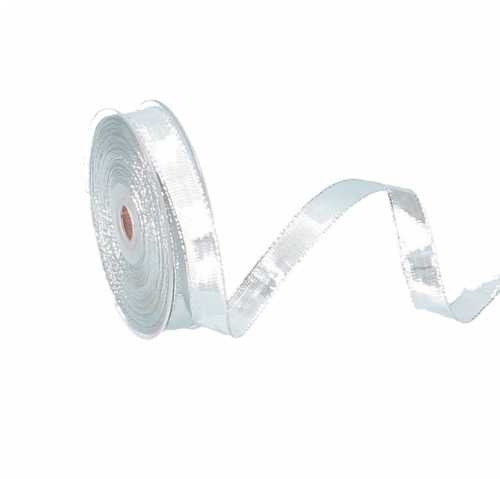 [K1390278] Luxe Kadolint Metallic Zilver Met IJzerdraad 16mm x 20 meter