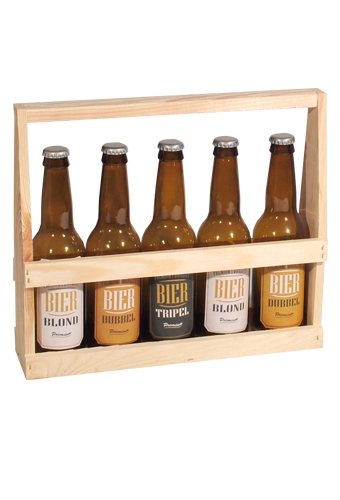 [1180004] Bierverpakking Bierkratjes 5 Flesjes 6.5x31x26cm 10stuks