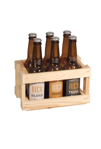 [1180011] Bierverpakking Bierkratjes 6 Flesjes 18.5x12.5x12.5cm 10stuks