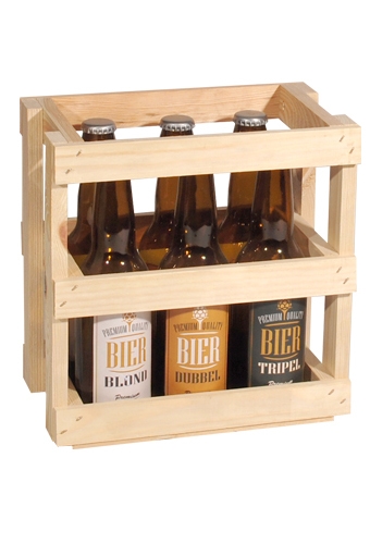 [1180012] Bierverpakking Bierkratjes 6 Flesjes 19.2x12.4x24cm 10stuks
